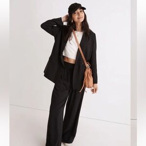 Madewell Drapeweave Caldwell Double-Breasted Blazer Black Medium Office Chic